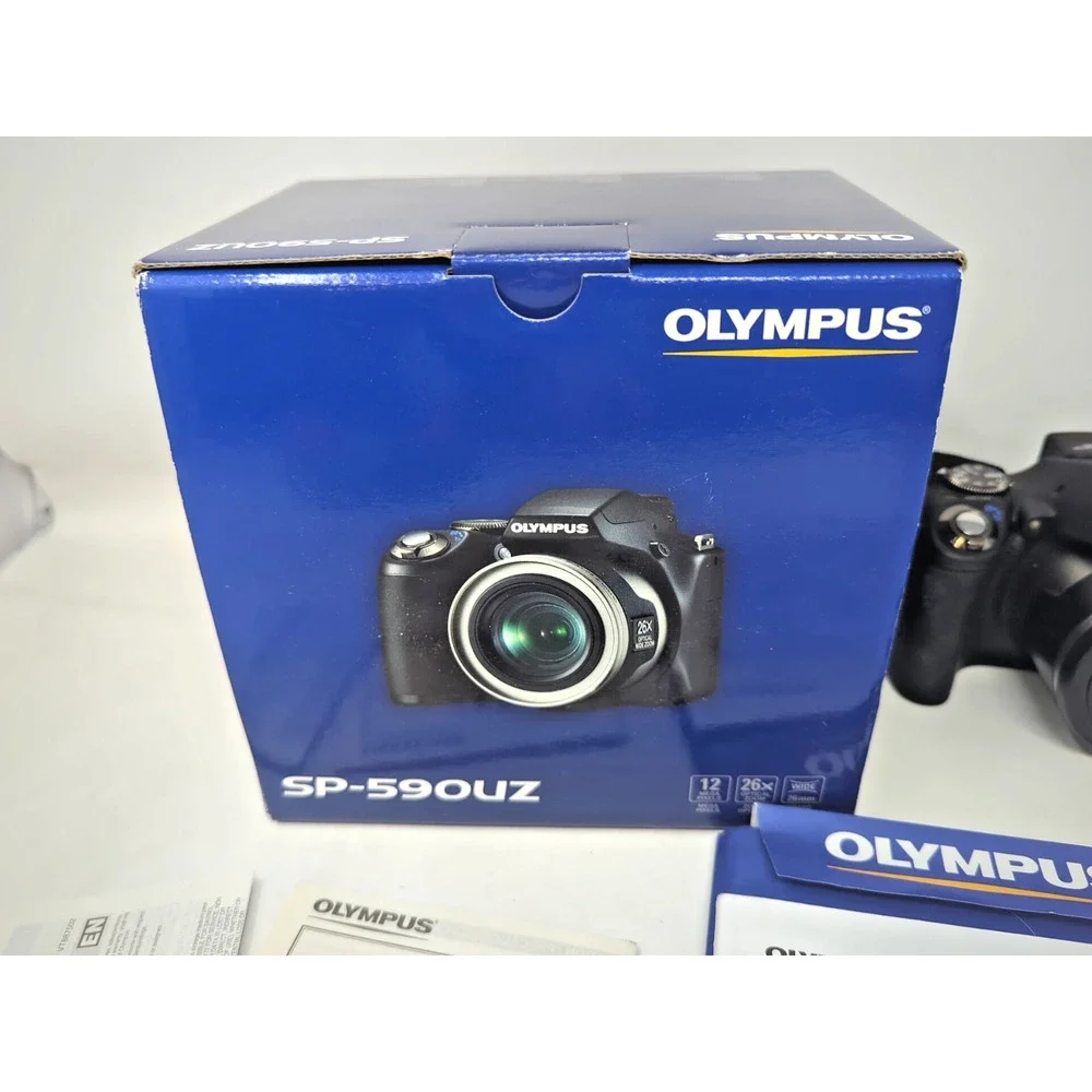 Olympus SP-590UZ 12.0MP 26X Zoom Wide 26mm Digital Camera w/ 2GB card and box